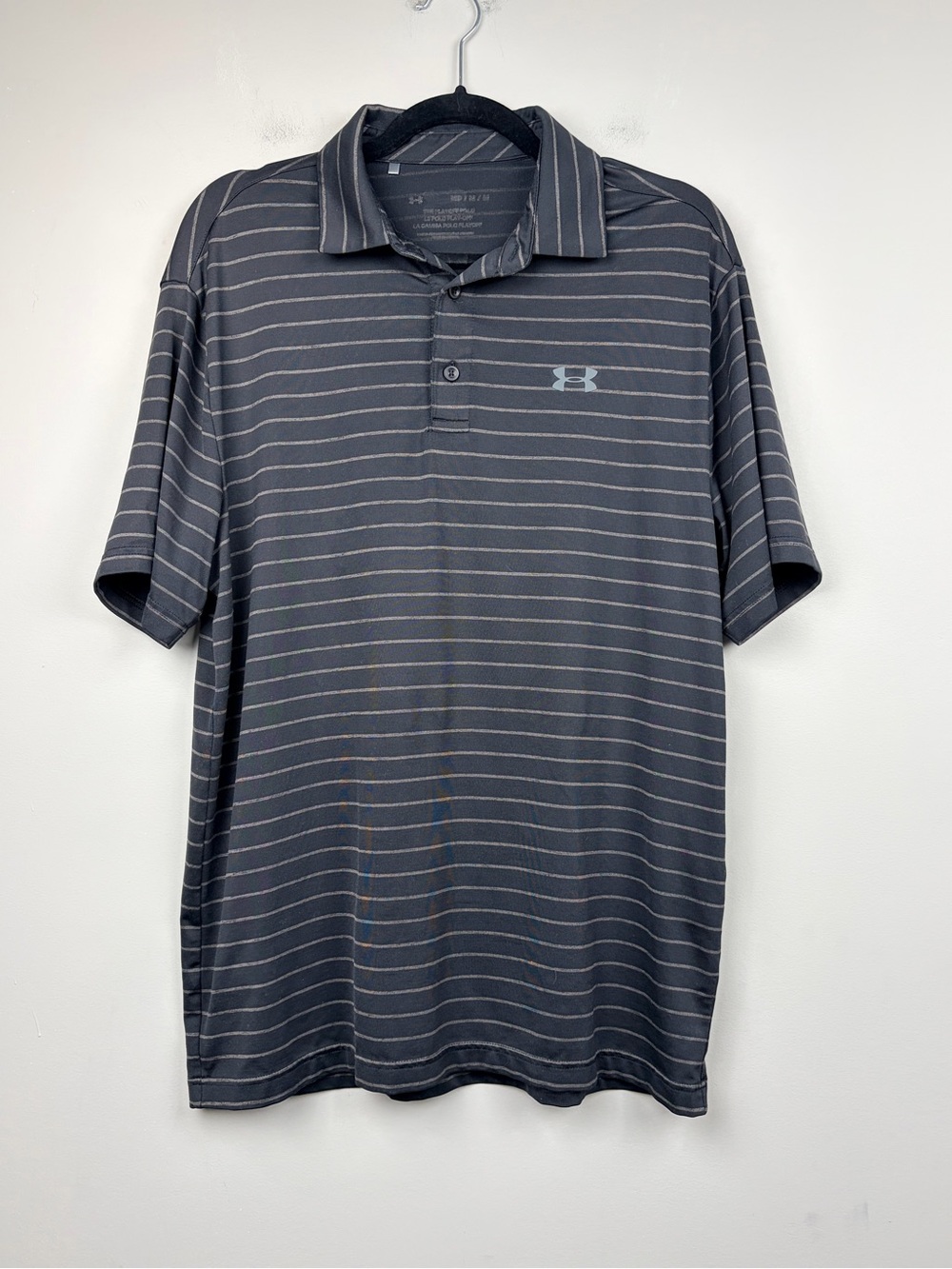 Under Armour Playoff 3.0 Gray Stripe Golf Polo Shirt Men’s Medium